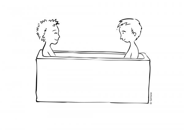 2 vriendjes van 11 willen samen in bad