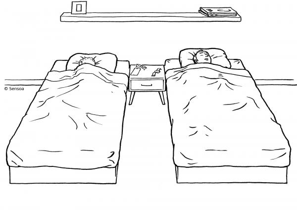 Man masturbeert zich op tweepersoonskamer